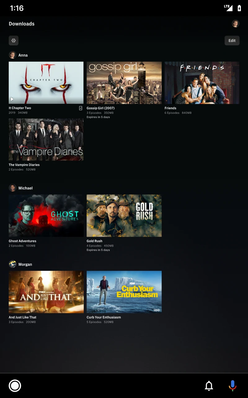 Interface de l'application GGTV